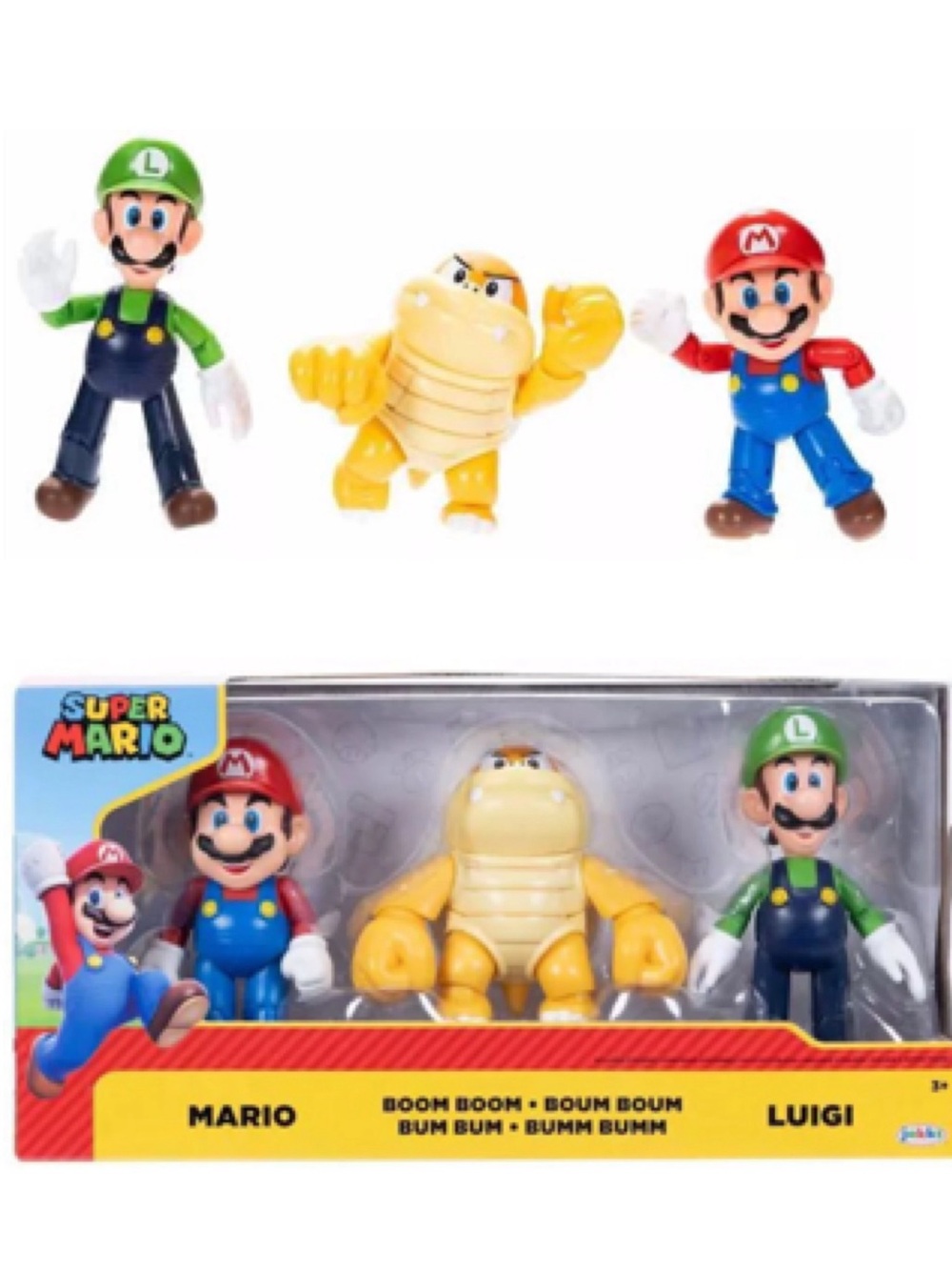 Nintendo Mario Luigi & Boom Boom 4" Super Mario Action Figure Set *NEW*